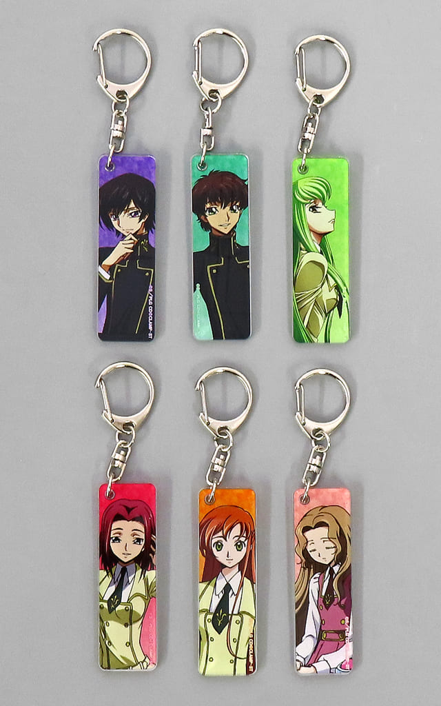Lelouch Lamperouge, etc. Code Geass Stick Acrylic Keychain Collection Heart Shuffle Cafe in Stellamap Cafe Limited All 6 Types Set Key Chain [USED]