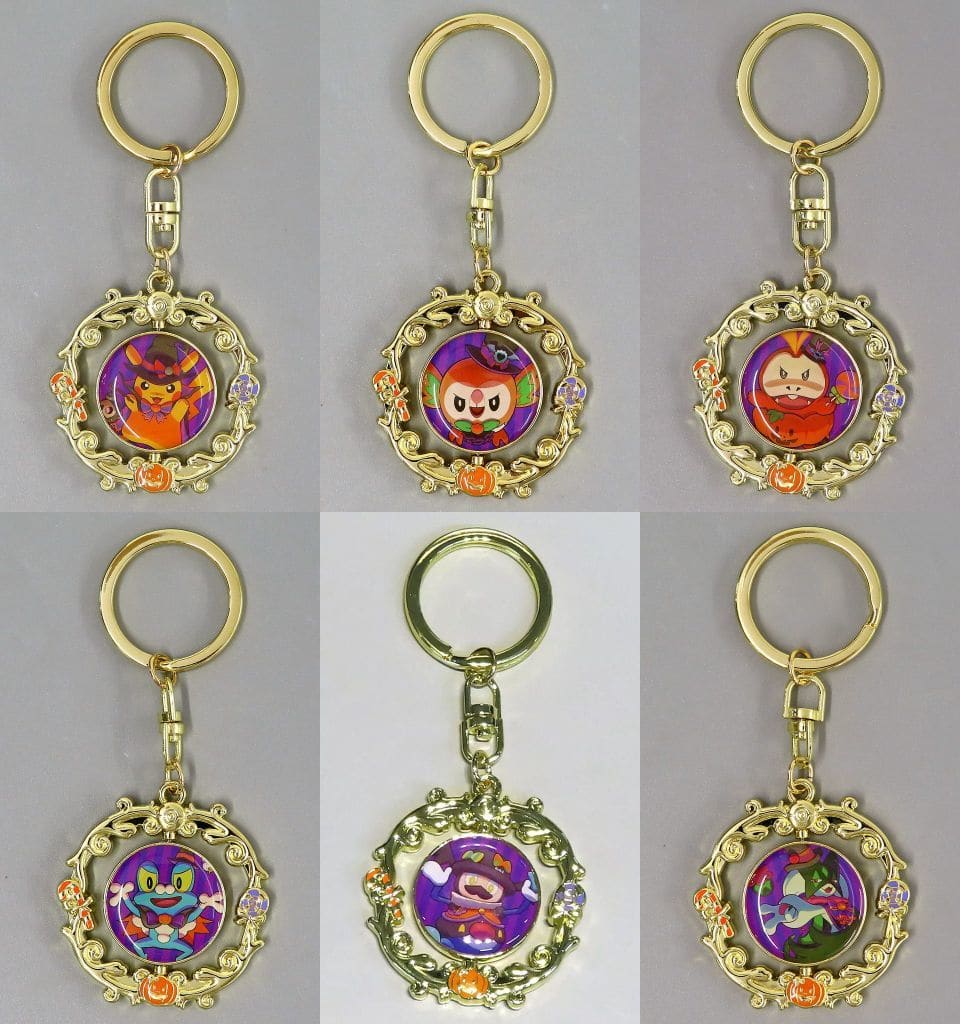 Pikachu, etc. Pokemon Rotating Metal Keychain Collection Halloween Trick or Trick Pokemon Center Limited All 6 Types Set Key Chain [USED]