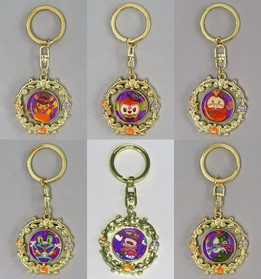 Pikachu, etc. Pokemon Rotating Metal Keychain Collection Halloween Trick or Trick Pokemon Center Limited All 6 Types Set Key Chain [USED]