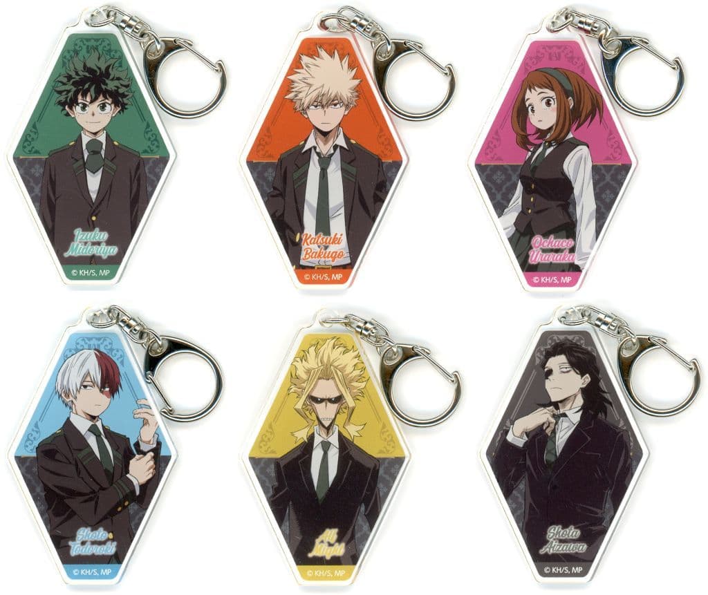 My Hero Academia Izuku Midoriya & Others Trading Acrylic Keychains Greenish Costume Ver. All 6 Types Set Keychains [USED]