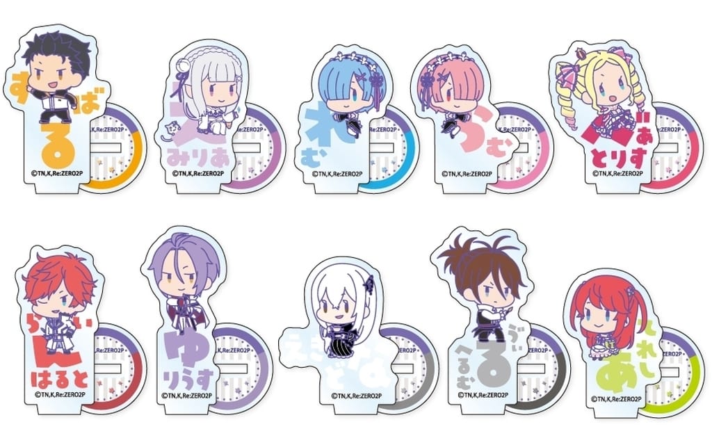 Subaru Natsuki, etc. Re:ZERO -Starting Life in Another World- Onamae Pitanko Mini Acrylic Stand All 10 Types Set Acrylic Stand [USED]