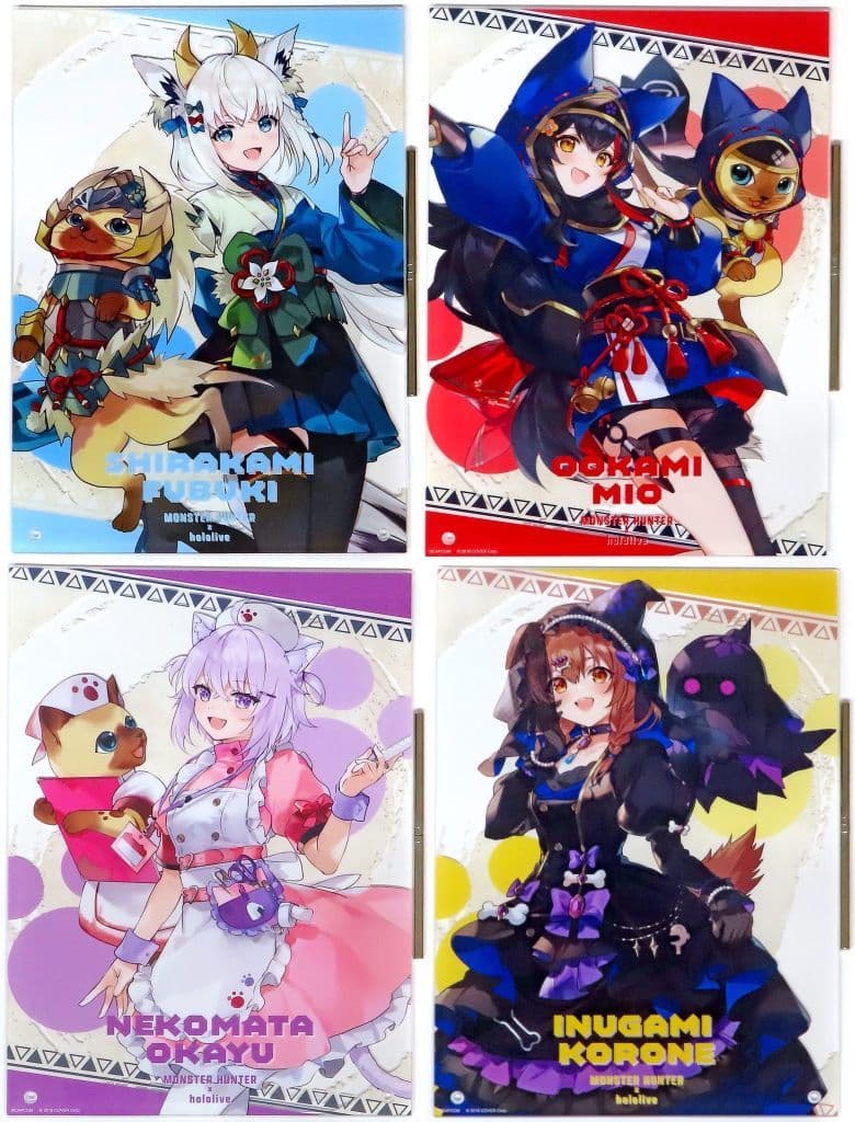 Shirakami Fubuki, etc. VTuber Hololive Acrylic Board Monster Hunter x Hololive and Palico Vol.2 Hololive Gamers Capcom Store Exclusive All 4 Types Set Acrylic Stands [USED]