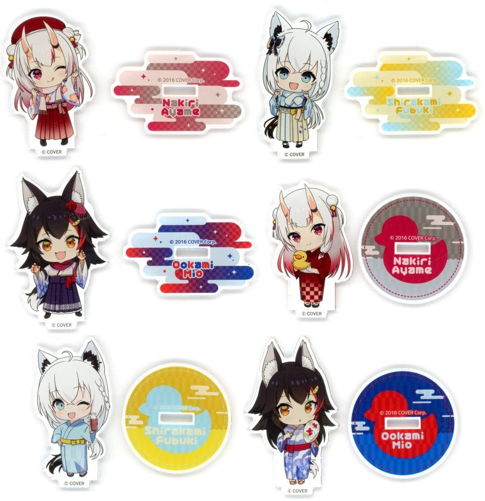Nakiri Ayame, etc. VTuber Hololive Trading Acrylic Keychain Irohanihohetto Ayafubumi Niwa-no-Yu, Toshimaen Exclusive All 6 Types Set Acrylic Stands [USED]