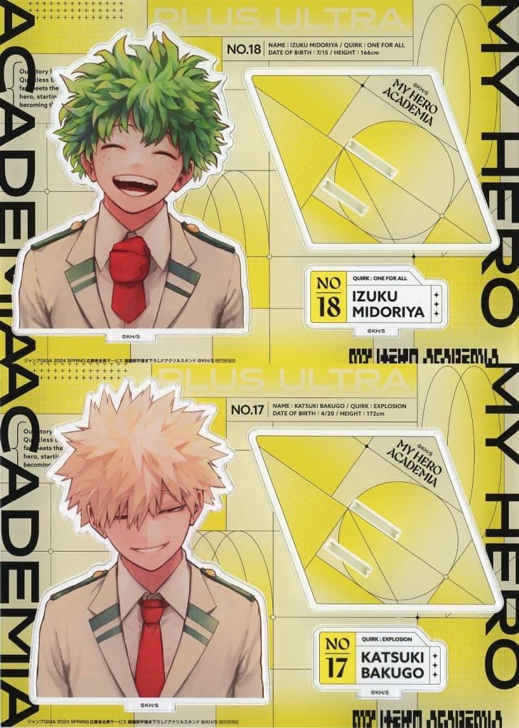 My Hero Academia Izuku Midoriya Katsuki Bakugo Original Illustration by Kohei Horikoshi Acrylic Stand Set Jump GIGA 2024 Spring Exclusive Service For All Applicants Acrylic Stands [USED]