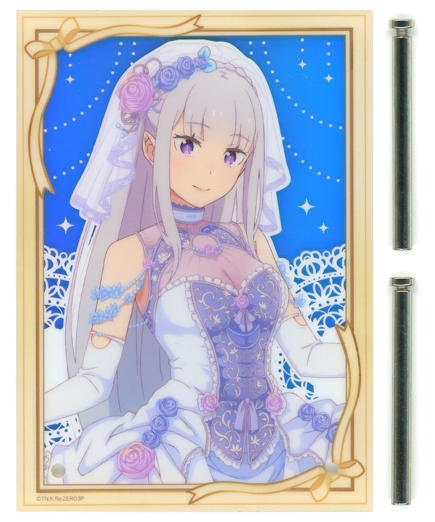 Emilia Re:ZERO -Starting Life in Another World- Kirakira Acrylic Panel Wedding Ver. Acrylic Stand [USED]