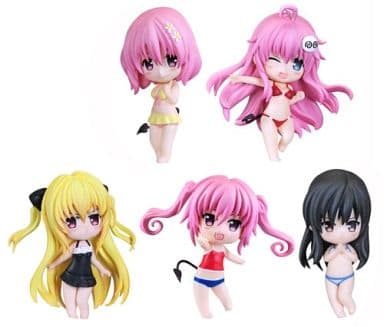 Momo Belia Deriluke, etc. To Love Ru Darkness Minnano Kuji Deformed Swimsuit Figure Prize H All 5 Types Set Trading Figure [USED]
