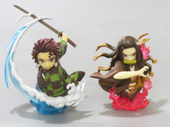 Demon Slayer: Kimetsu no Yaiba Tanjiro Kamado Nezuko Kamado Sepia Color Ver. Painted Finished Product Prize from LOTTE Gum Campaign 10-Point Course Figure [USED]