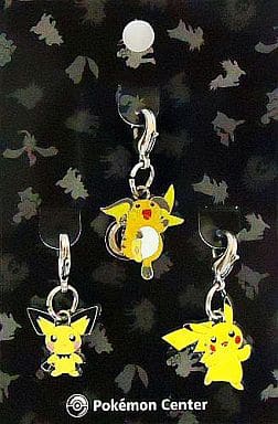 Pichu Pikachu Raichu Pokemon Johto Pokedex Metal Charm Pokemon Center Limited Set of 3 Charm [USED]
