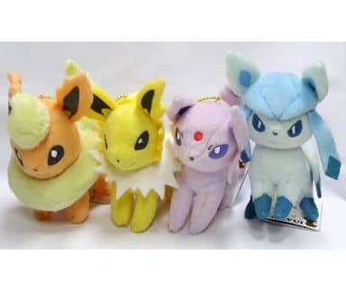 Glaceon, etc. Pokemon Best Wishes I Love Eevee Plush Toy that Can Be Attached To Bag 2 All 4 Types Set Mascot [USED]
