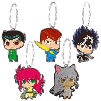 Kurama, etc. Yu Yu Hakusho Rubber Mascot Vol.1 Kessoku! Urameshi Team-hen All 5 Types Set Key Chain [USED]