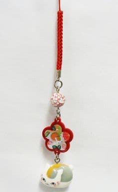 Nyanko-sensei Natsume's Book of Friends Nyanko-sensei Hannari Wakomono Collection Shibori Style Netsuke Key Chain [USED]