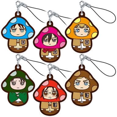 Ellen Yeager, etc. Attack on Titan Charanoko Rubber Charm All 6 Types Set Key Chain [USED]