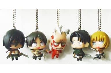 Armin Arlert, etc. Attack on Titan Chimi Chara Mascot All 5 Types Set Key Chain [USED]