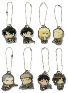 Sasha Blouse, etc. Attack on Titan Chimi Chara Plate All 8 Types Set Key Chain [USED]
