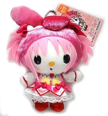 My Melody Madoka Kaname Puella Magi Madoka Magica X My Melody Kuromi Plush Ball Chain Key Chain [USED]