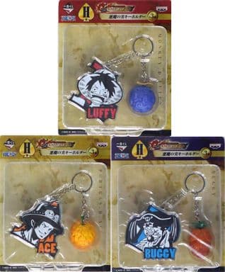 Portgas D. Ace, etc. One Piece Ichiban Kuji History Of Ace Devil Fruit Key Chain Prize H All 3 Types Set Key Chain [USED]