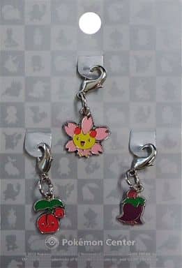 Cherubi Cherrim Sunshine Form & Overcast Form Pokemon National Pokedex Metal Charm Pokemon Center Limited Set of 3 Charm [USED]