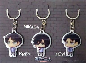 Ellen Mikasa Levi Attack on Titan Chimi Chara Key Chain Lawson Front of International Exhibition Center Station Store Limited C85 Set of 3 Key Chain [USED]