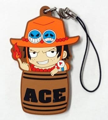 Portgas D. Ace 2 One Piece Tarukore Whitebeard & His Son in A Barrel Arc. Rubber Strap Collection Event Limited Key Chain [USED]