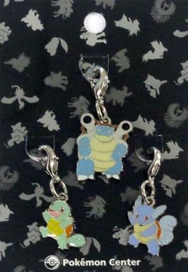 Squirtle Wartortle Blastoise Pokemon Johto Pokedex Metal Charm Pokemon Center Limited Set of 3 Charm [USED]