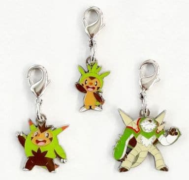 Chespin Quilladin Chesnaught Pokemon National Pokedex Metal Charm Pokemon Center Limited Set of 3 Charm [USED]