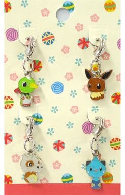 Eevee, etc. Pokemon Kokeshi Metal Charm Set Pokemon X Japanese Pattern Pokemon Center Limited Key Chain [USED]
