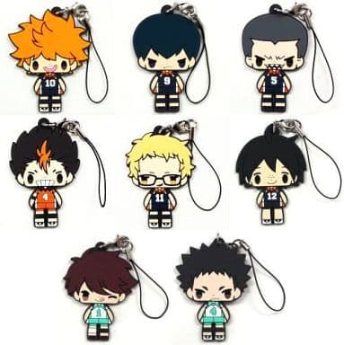 Shoyo Hinata, etc. Haikyu!! Koedarize Rubber Charm Vol.1 All 8 Types Set Key Chain [USED]