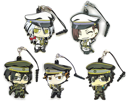 Shinya Kougami, etc. Psycho-Pass Chimi Chara Psycho-Pass Rubber Strap Set Military Uniform C87 Limited 5 Piece Set Key Chain [USED]