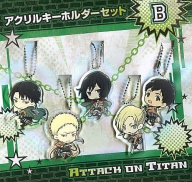 Levi, etc. Attack on Titan Acrylic Key Chain Attack on Titan Exhibition Limited 5 Piece Set Key Chain [USED]