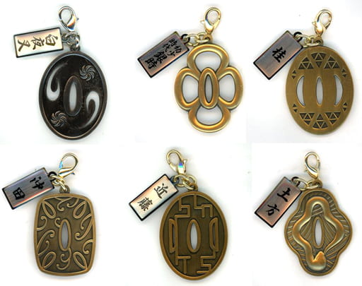 Shiroyasha, etc. Gintama Tsuba Motif Charm Collection All 6 Types Set Charm [USED]