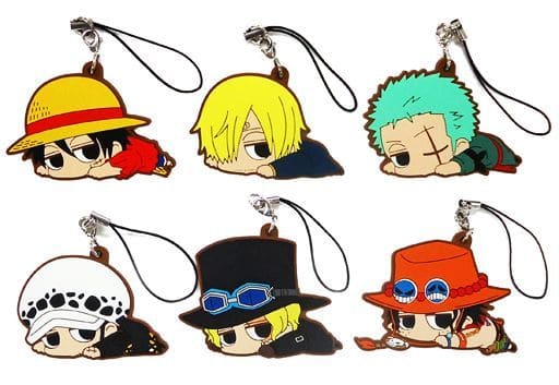 Roronoa Zoro, etc. One Piece Darun Rubber Strap Collection All 6 Types Set Key Chain [USED]