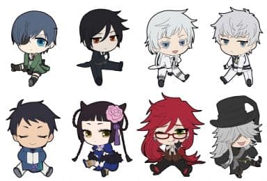 Ciel Phantomhive, etc. Black Butler: Book of Murder Petanko Trading Rubber Strap All 8 Types Set Key Chain [USED]