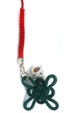 Nyanko-sensei Auspicious Knot Natsume's Book of Friends Nyanko-sensei Good Luck Knot String Netsuke Key Chain [USED]