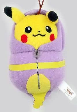 Ekans Sleeping Bag Pikachu Mascot with Elastic Cord Pokemon Ichiban Kuji Pikachu Sleeping Bag Collection Prize F Key Ring [USED]