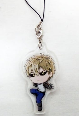 Genos One Punch Man Ichiban Kuji Sensei! Oretachi no Hero Goods ga Dekimashita! Acrylic Strap Kyun Chara Illustrations Prize H Key Chain [USED]