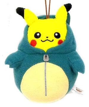 Pikachu Snorlax Pokemon Ichiban Kuji Pikachu Sleeping Bag Collection Nukunuku Style Mascot with Elastic Cord Prize F Key Ring [USED]