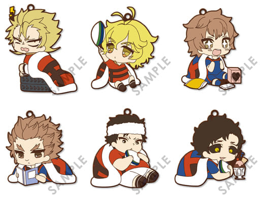 Tanjiro Kamado, etc. All Out!! Eformed Futonmushi Rubber Strap Part 2 All 6 Types Set Key Ring [USED]