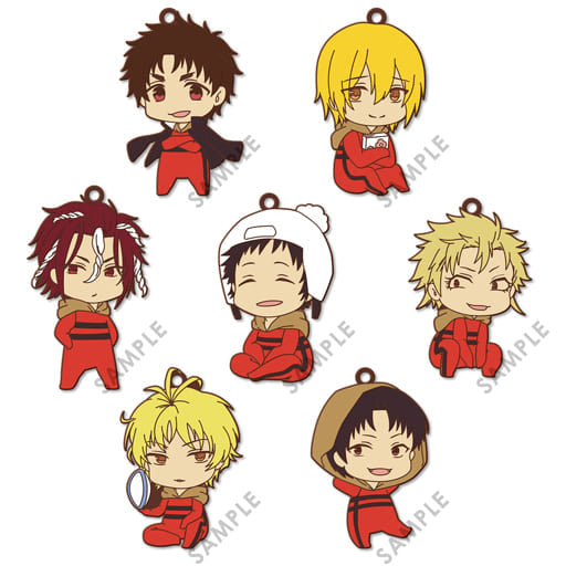 Kenji Gion, etc. All Out!! Eformed Pajachara Rubber Strap All 7 Types Set Key Ring [USED]