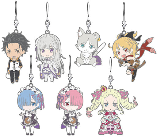 Rem, etc. Re:ZERO -Starting Life in Another World- Nendoroid Plus Trading Rubber Strap All 7 Types Set Key Chain [USED]
