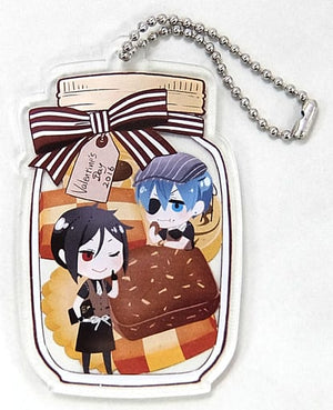 Sebastian Michaelis Ciel Phantomhive Valentine Ver. Black Butler Acrylic Key Chain Funtom Cafe Limited Key Chain [USED]