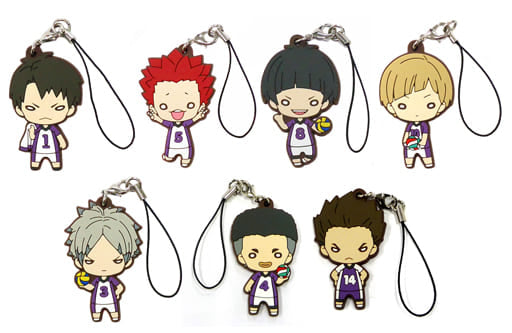 Wakatoshi Ushijima, etc. Haikyu!! Nitotan Shiratorizawa Academy High School Rubber Mascot Jump Festa 2017 Limited All 7 Types Set Key Chain [USED]
