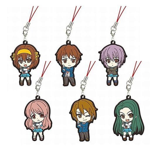 Yuki Nagato, etc. The Melancholy of Haruhi Suzumiya Harehare Rubber Mascot All 6 Types Set Key Chain [USED]