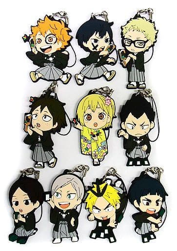 Shoyo Hinata, etc. Haikyu!! Ichiban Kuji Haikyu Shinen!! Ore ni Fuku Motte Koooi!!! 1st Grade Rubber Strap Kyun Chara Illustrations Prize G All 10 Types Set Key Chain [USED]