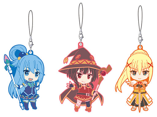 Aqua Megumin Darkness KonoSuba: God's Blessing on This Wonderful World! 2 Nendoroid Plus Rubber Strap Set Set of 3 Key Chain [USED]