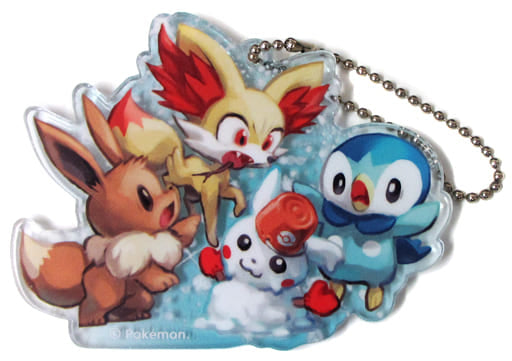 Eevee Fennekin Piplup Pokemon Acrylic Keychain Collection Pokemon Center Sapporo Pokemon Center Limited Key Chain [USED]