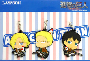 Annie, etc. Attack on Titan Chimi Chara Original Rubber Strap Set LAWSON Limited Receipt Id Campaign Sweets Course C Prize Key Chain [USED]