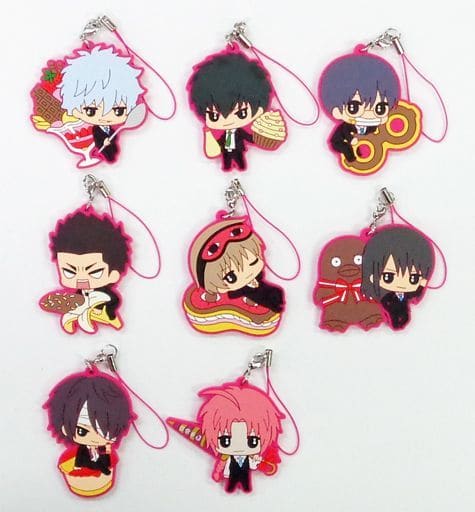 Gintoki Sakata, etc. Gintama Capsule Rubber Mascot Toubun Sesshu Matsuriiii! All 8 Types Set Key Chain [USED]