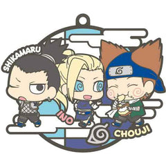 Shikamaru Choji Ino Naruto: Shippuden Buddycolle Rubber Mascot Three Man Cell Dattebayo! Edition Key Ring [USED]