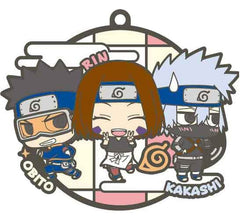 Obito Kakashi Rin Naruto: Shippuden Buddycolle Rubber Mascot Three Man Cell Dattebayo! Edition Key Ring [USED]