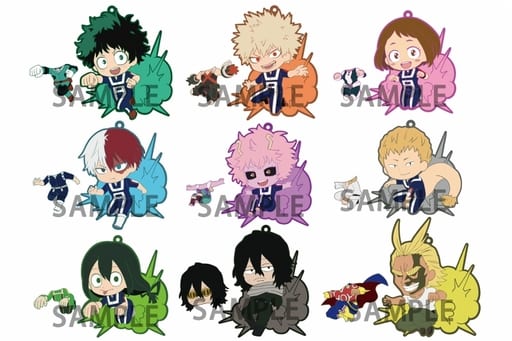 Izuku Midoriya, etc. My Hero Academia Toys Works Collection Kisekae Niiten Gomu! 1st All 9 Types Set Key Chain [USED]